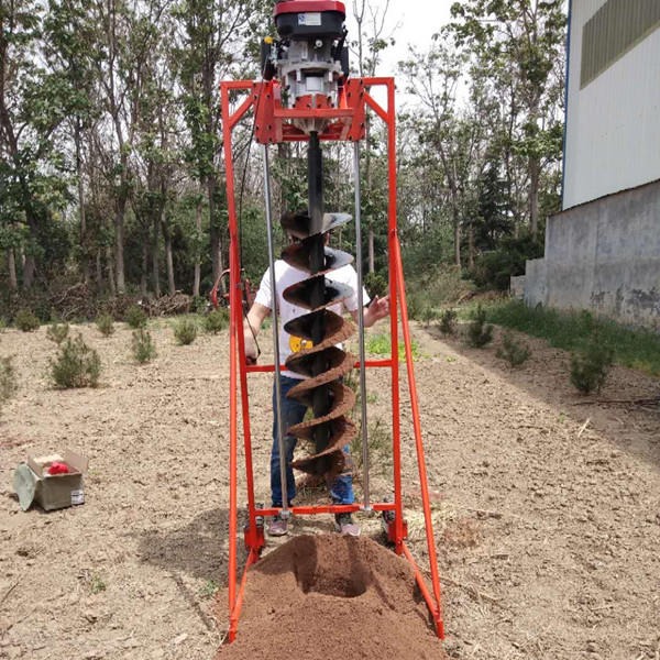 农网建设栽杆电杆钻洞机   新一代架子款电杆挖坑机图片