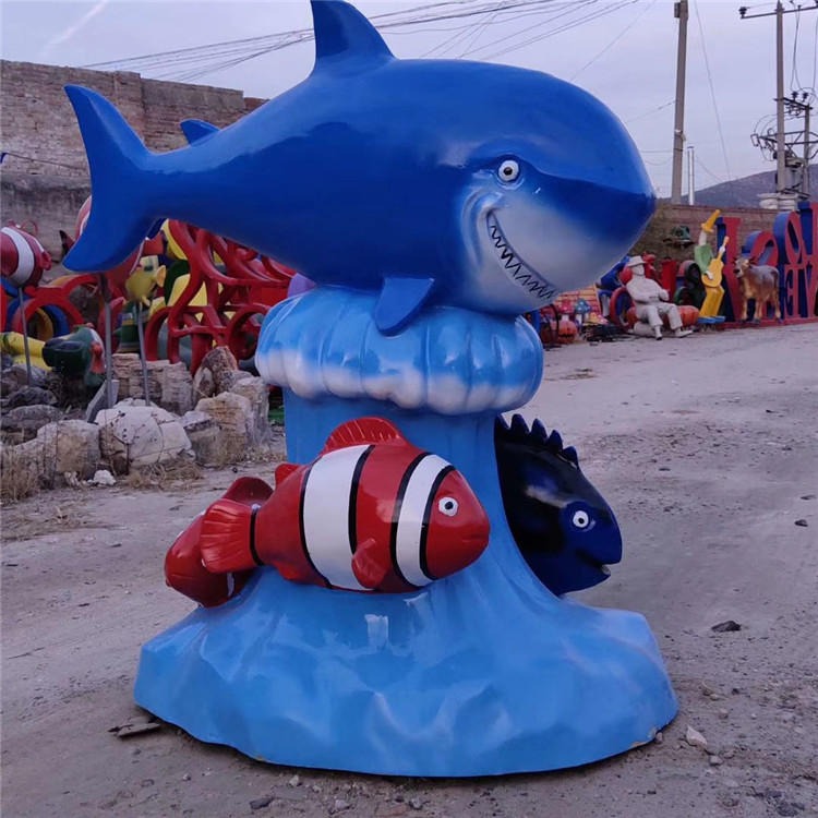 玻璃钢鲨鱼雕塑 海洋动物雕塑定制 唐韵园林图片