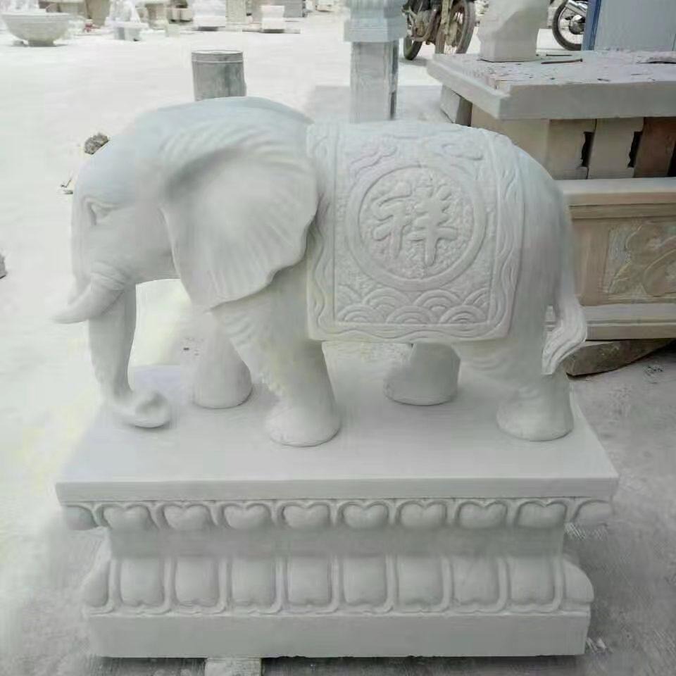 大理石象 仿古石雕大象订做 富祥 精细雕刻泰国款石象 青石石雕大象图片