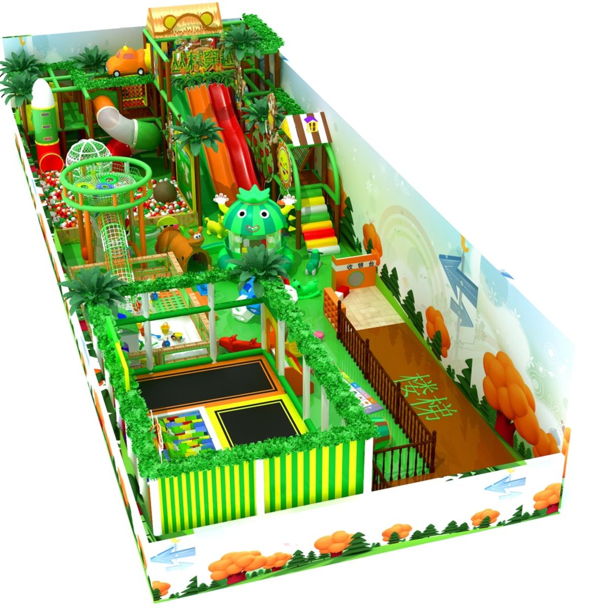 森林三层淘气堡   淘气堡设备  淘气堡  儿童乐园设备  图影滑梯
