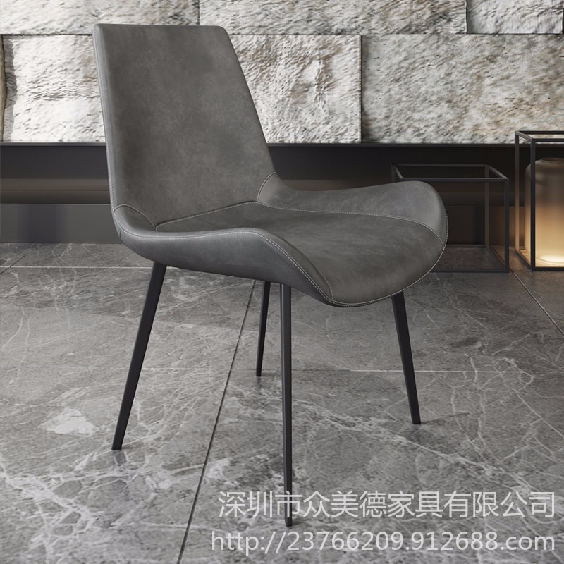 众美德北欧休闲金属椅 CY125设计师椅子 主题餐厅创意铁艺餐椅咖啡厅金属软包椅图片