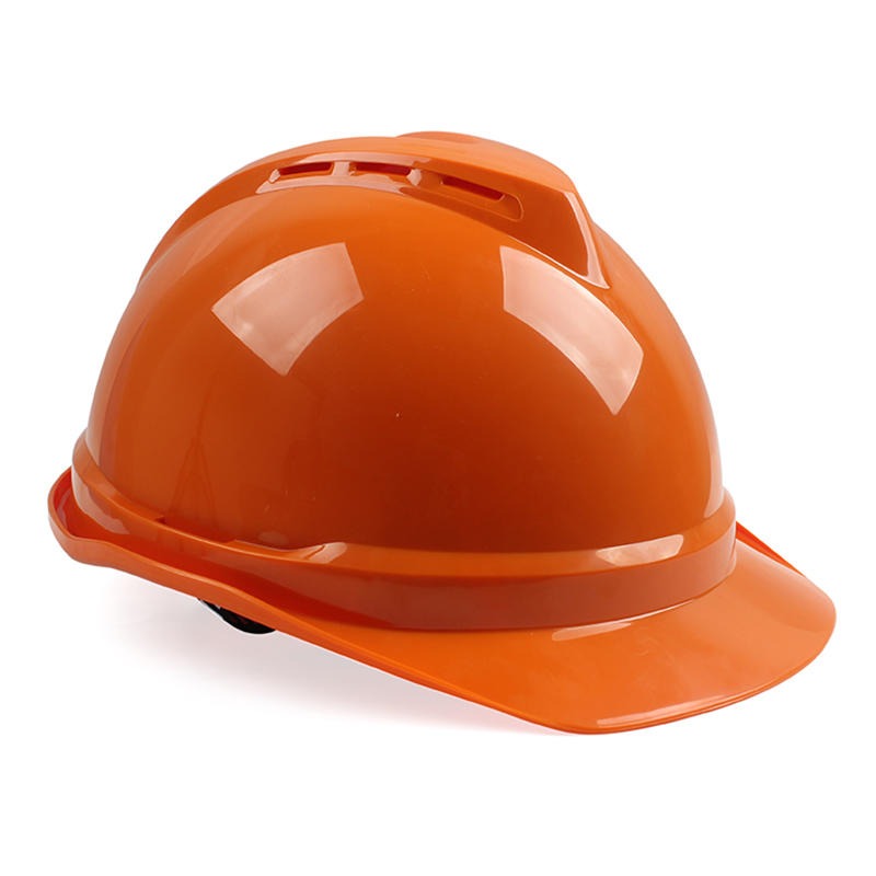梅思安10146584橙色PE豪华型有孔安全帽 PE带透气孔帽壳一指键帽衬PVC吸汗带D型下颏带-橙