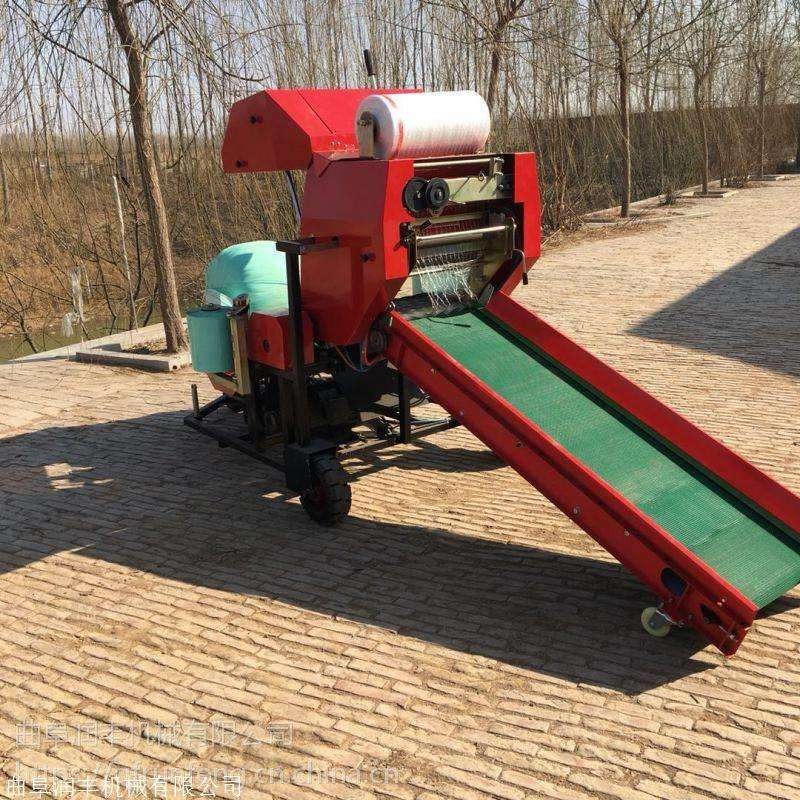 勐腊县全自动青贮秸秆打包机 玉米秸打捆包膜一体机 青储打包机图片
