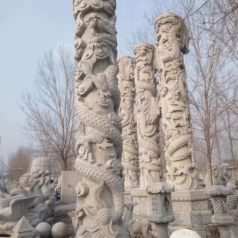 厂家直销石雕龙柱 厂家制作青加工石龙柱 富祥 寺庙龙柱雕刻价格 龙柱雕塑
