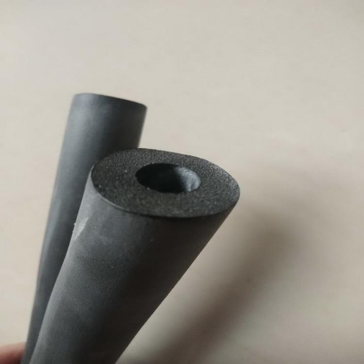 供应普兰多空调管保温管 开口橡塑保温管 贴铝箔黑色橡塑管