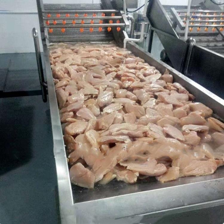 鱼虾解冻生产线  鸡腿鸡脯肉解冻机厂家  鸡胸肉快速解冻生产线图片