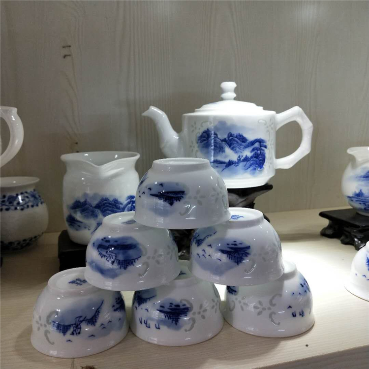 陶瓷手绘青花茶具套装 家用手绘泡茶茶具 景德镇手绘泡茶具