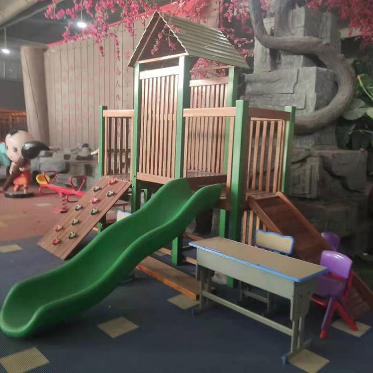 旭兴 xx-1儿童木质滑梯组合 木质滑梯儿童游乐场设施 木制攀爬组合滑梯图片