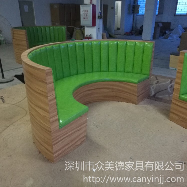 众美德定制餐厅弧形小沙发 3d弧形沙发 KZ-029半圆沙发卡座生产厂家图片