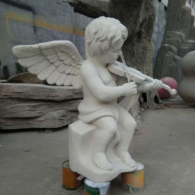 汉白玉石雕西方人物欧式音乐小 酒店装饰小孩雕塑摆件工艺品万硕