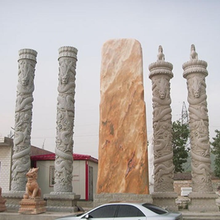 石雕华表厂家 大理石龙柱 园林广场装饰雕刻盘龙柱子