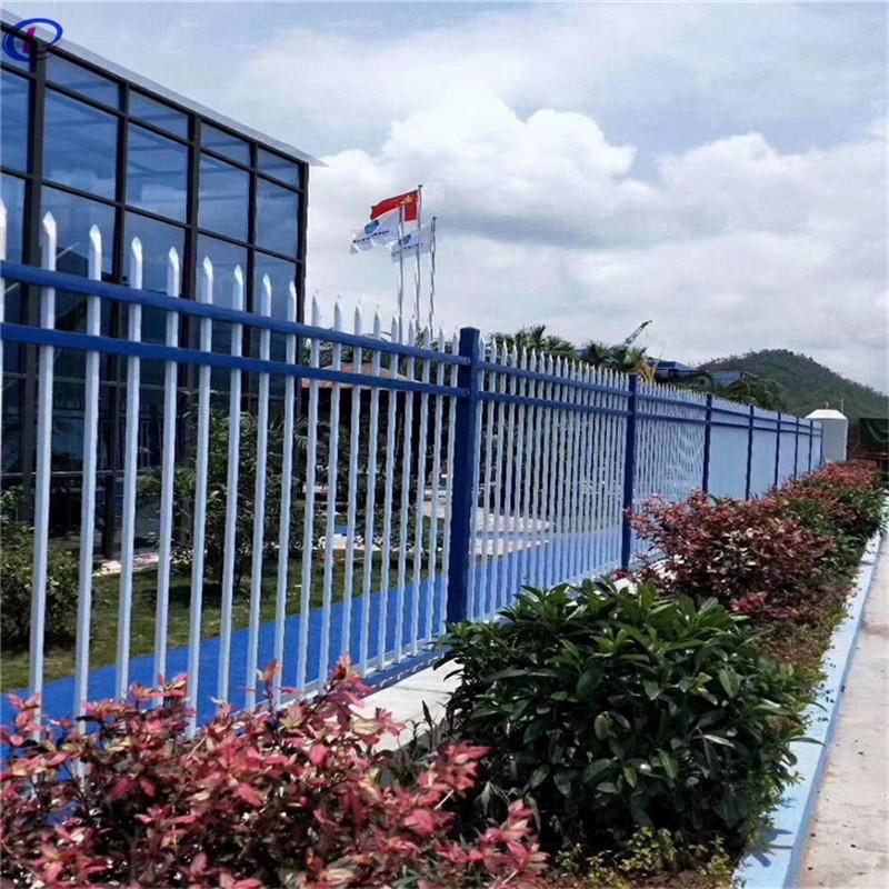 锌钢护栏 小区工厂防护围墙 蓝白色别墅锌钢护栏 德兰现货直销图片