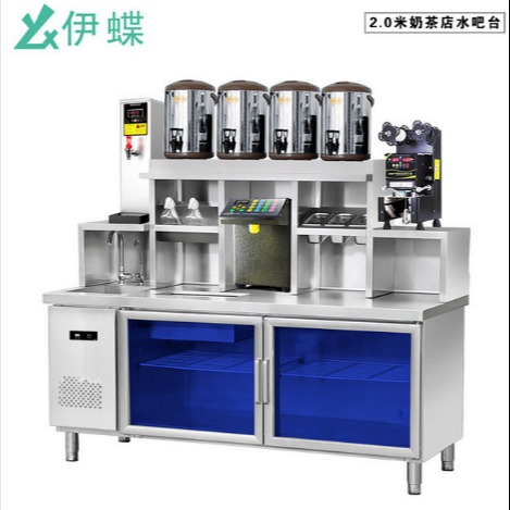潍坊商用奶茶店全套设备   饮料奶茶冷藏操作台  商用冰柜水吧操作台厂家