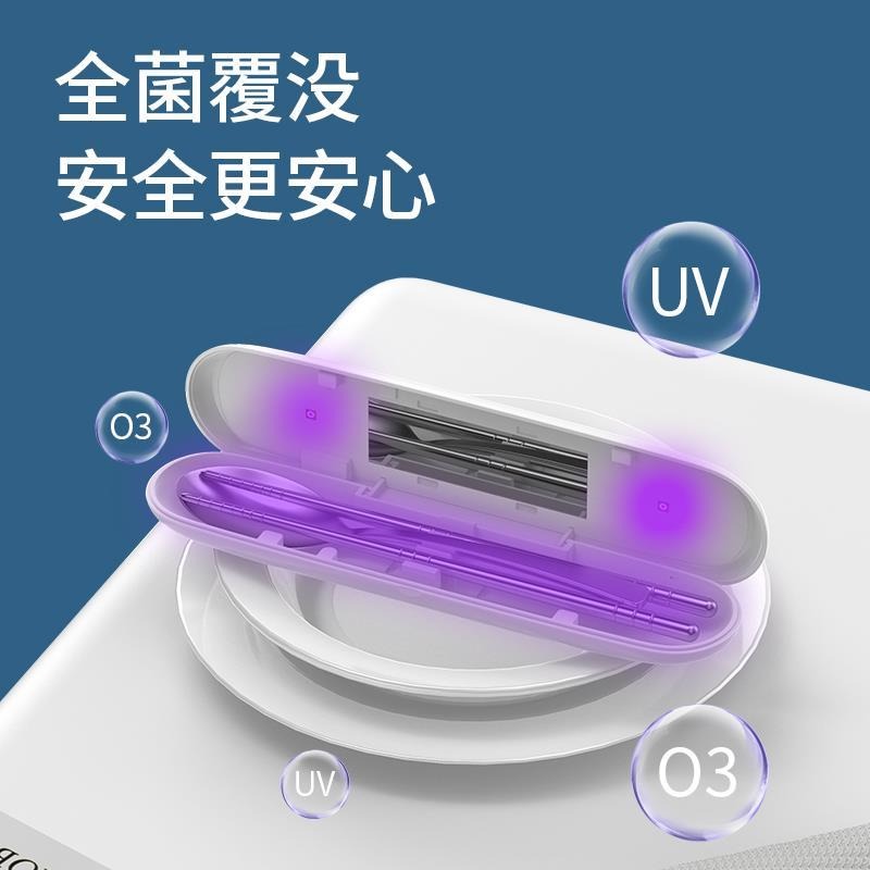 消毒餐具盒厂家定制便携式餐具收纳盒 学生筷勺套装外带旅行紫外线杀菌餐具盒