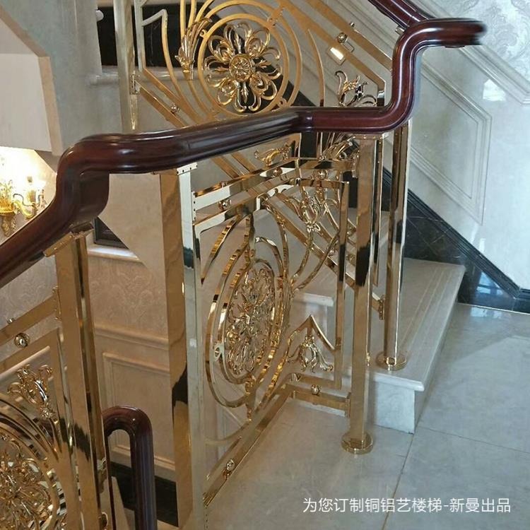 亳州铜楼梯装饰别墅 个性铜楼梯栏杆扶手订制