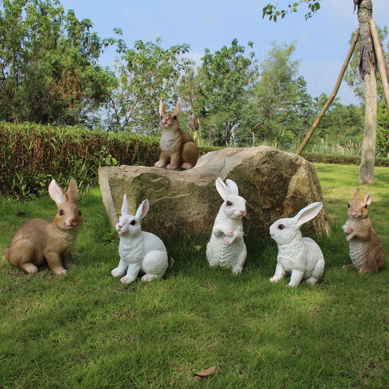 玻璃钢兔子雕塑 小兔子摆件图片