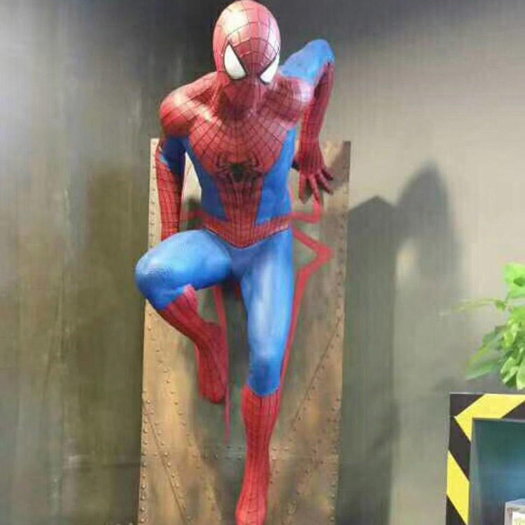 佰盛 玻璃钢蜘蛛侠雕塑，大型户外摆件，仿真人物蜘蛛侠雕塑，创意墙上摆件图片