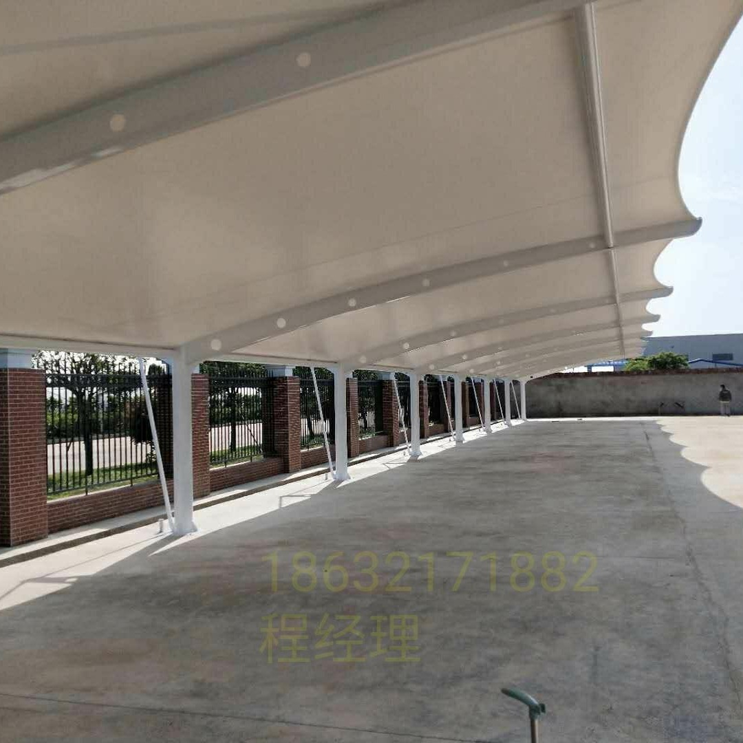 膜结构小区电动车棚 钢结构雨棚 体育厂篷遮阳棚膜结构图片图片