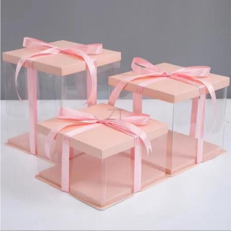 青岛厂家 塑料生日蛋糕盒手提6寸8寸10寸 烘焙包装盒子全透明pet盒定制 竹田包装