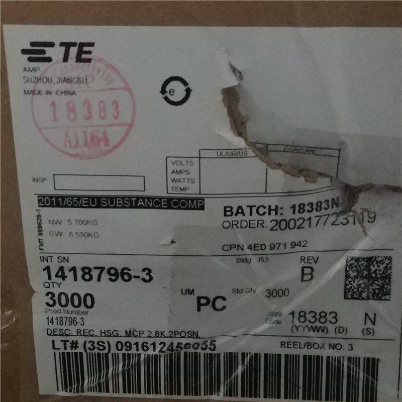 1418796-3 TE/泰科连接器 汽车接插件 原装现货
