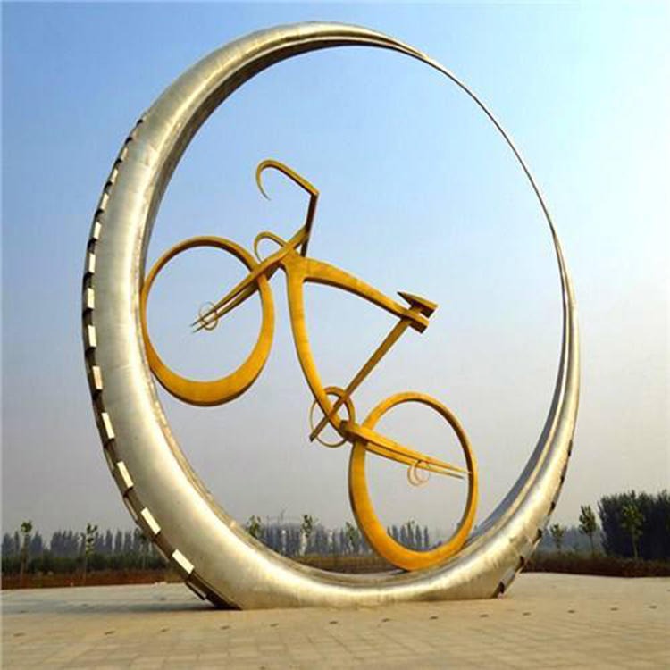 大型不锈钢雕塑 不锈钢抽象雕塑 不锈钢彩绘单车雕塑  怪工匠