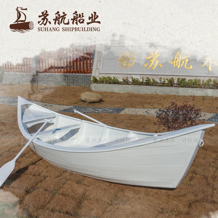 厂家定制摄影道具船 公园水上休闲游船 景观装饰手划木船