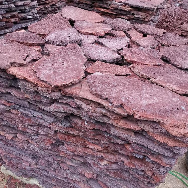 登峰 厂家供应 建筑装饰火山石板材  不规则板材 红色岩板