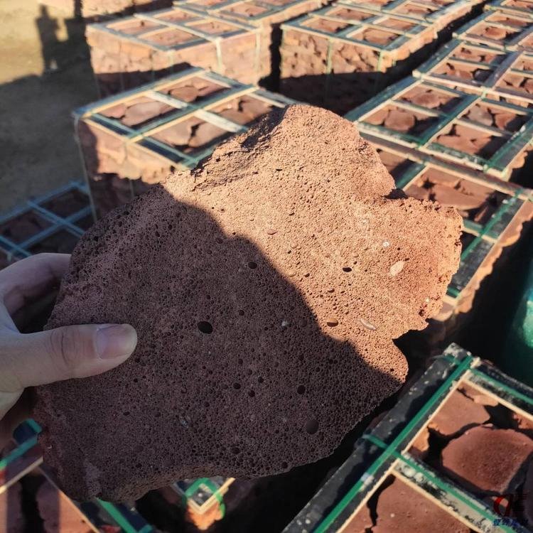 上海厂家供应 红色火山石乱拼 火山石烧烤板  墙面火山岩板  品质可靠
