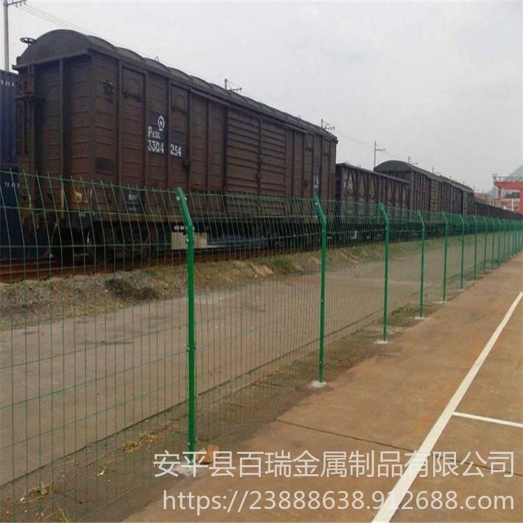 绿地防护围栏 百瑞供应 双边丝护栏网 绿色铁丝网 现货厂家直销