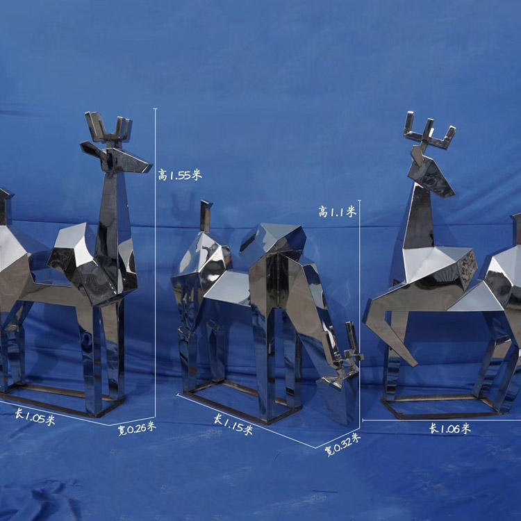 佰盛 不锈钢鹿雕塑/不锈钢网鹿雕塑/不锈钢块面状鹿子雕塑/不锈钢雕塑厂