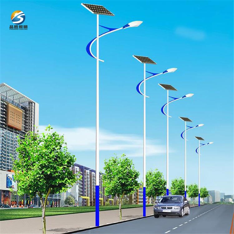果洛太阳能路灯厂家 品胜高配置6米太阳能路灯配地笼 价格优惠图片