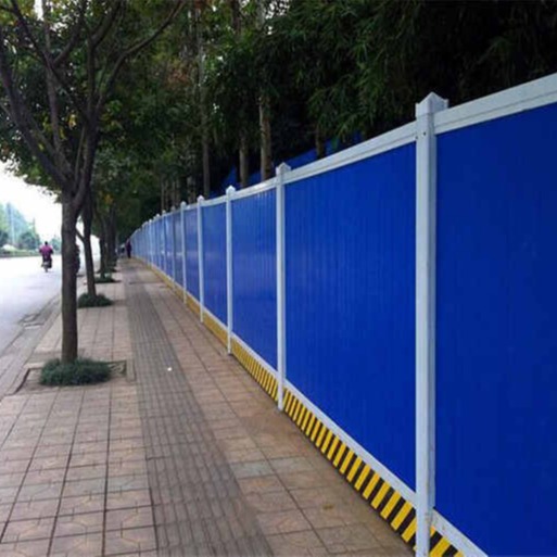 PVC工程围挡，施工围挡，蓝色塑料PVC围挡，临时围墙市政遮挡板，临时围墙,正万护栏图片