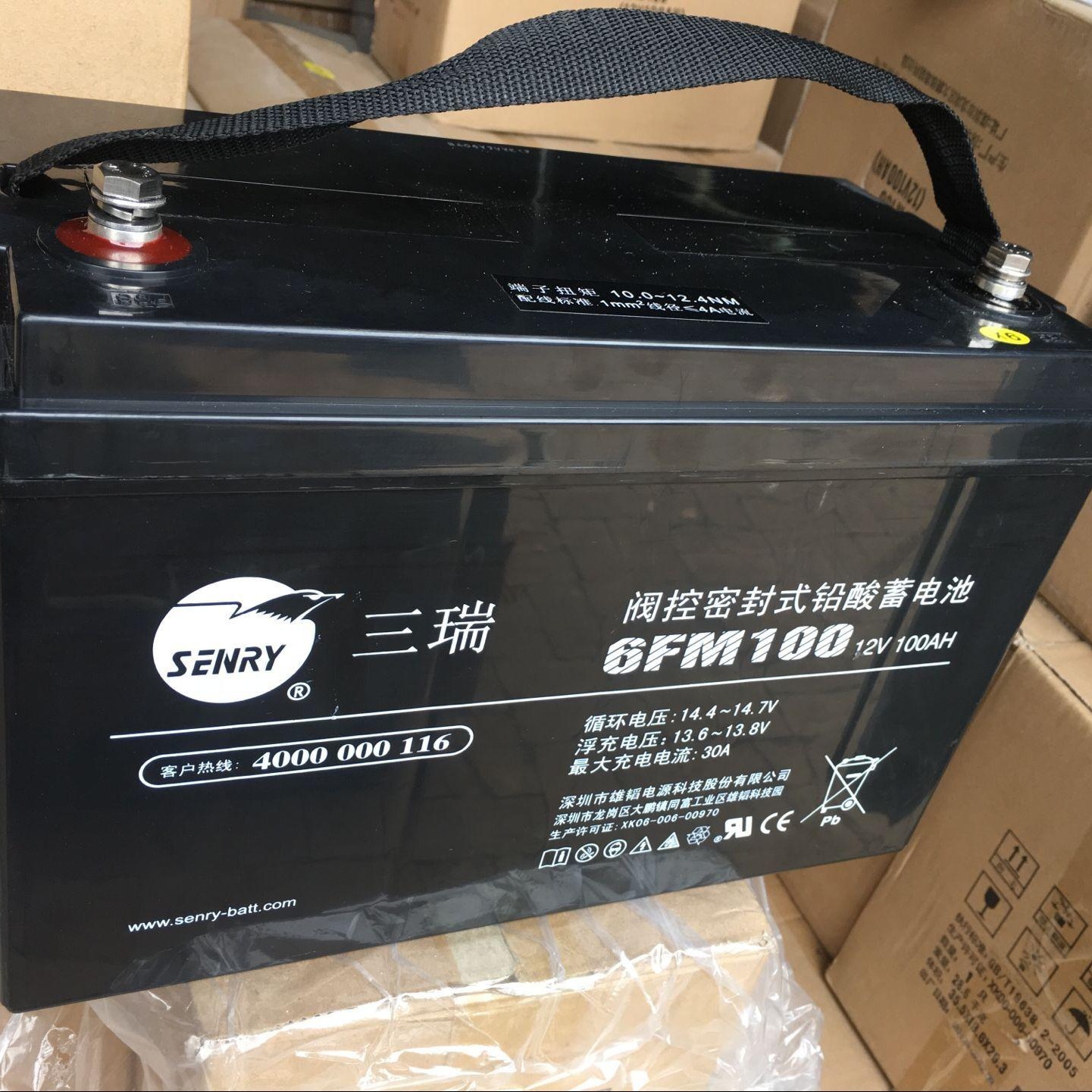 三瑞蓄电池6FM100厂家直销三瑞12V100AH  UPS机房照明应急电池
