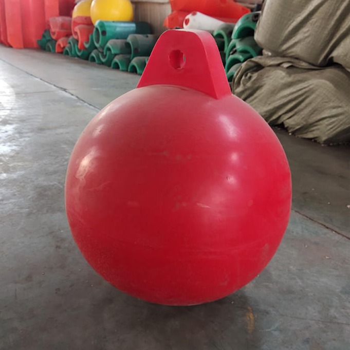 pe水滴型浮球定制 柏泰直径30厘米40公分单耳浮球供应图片