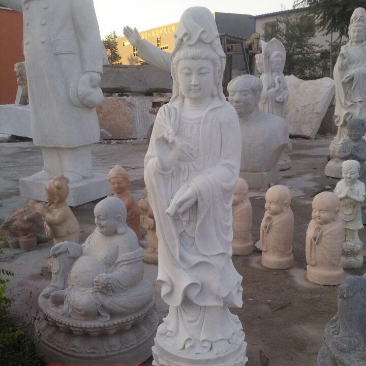 专业制作寺庙佛像雕塑 汉白玉观音雕像 石雕观音菩萨雕塑
