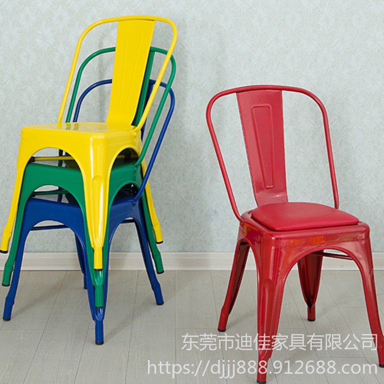 东莞网红咖啡 美式餐椅工业风做旧扶手椅休闲铁艺奶茶咖啡店木椅简约靠背餐厅椅