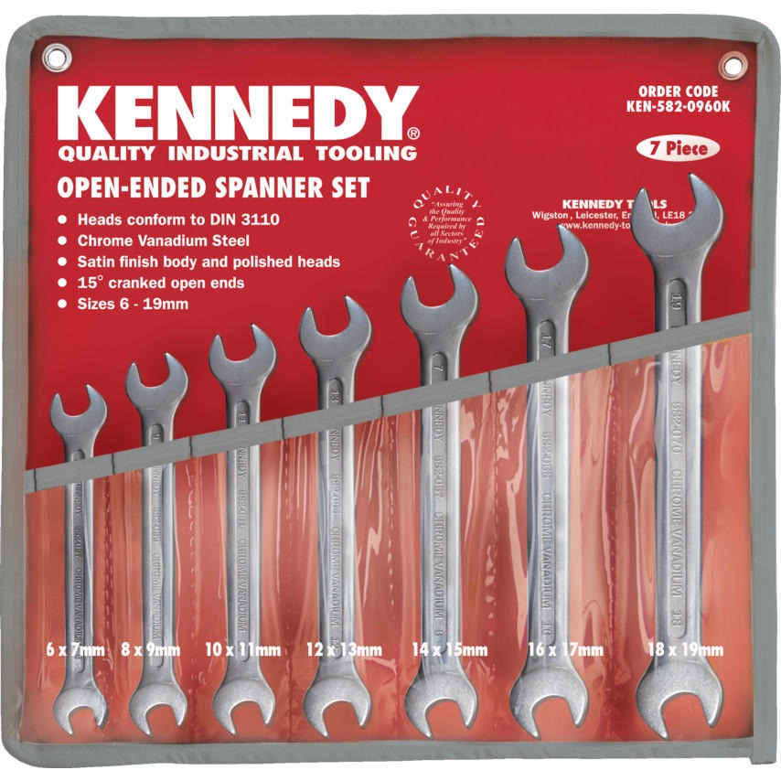 肯尼迪KENNEDY工业级双头开口扳手 铬钒钢砂面处理公英制 克伦威尔工具