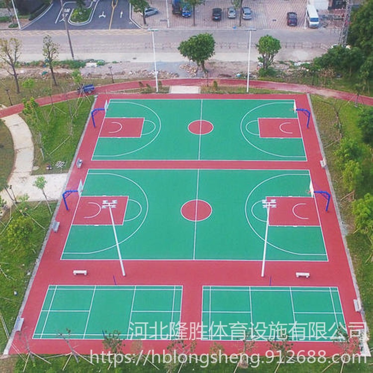 山东青岛硅PU篮球场材料 隆胜体育 环保硅pu球场塑胶面层 篮球场塑料材料