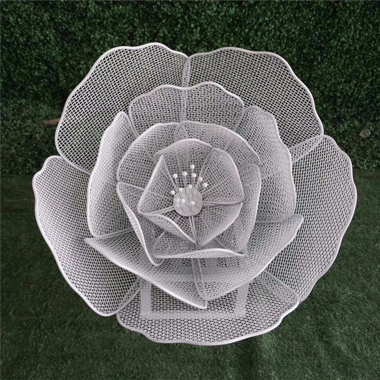 不锈钢镂空花朵雕塑 唐韵园林 钢丝网焊接花朵雕塑 铁艺编织花朵雕塑
