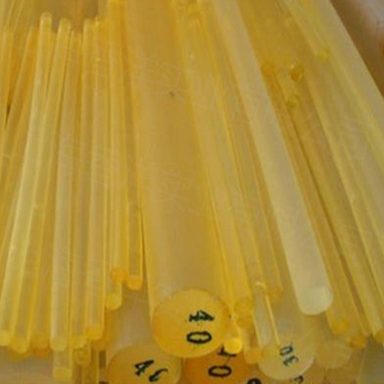 70硬度PU棒 85硬度聚氨酯棒 上海现货500长优力胶 黄色透明软胶棒图片