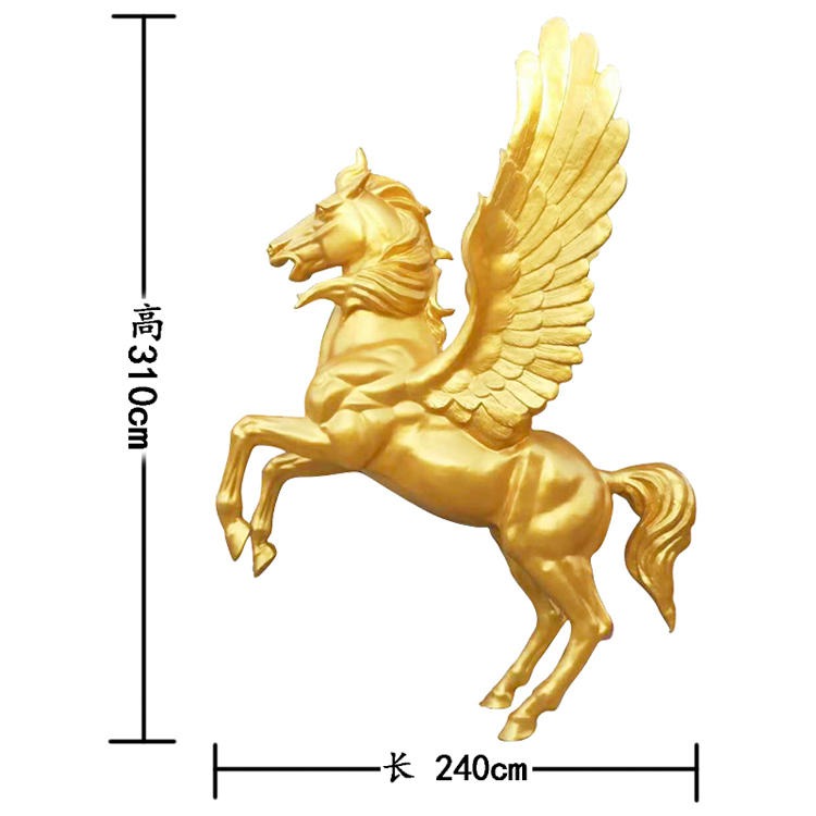 佰盛 金色飞马雕塑 玻璃钢金色带翅膀马模型 马雕塑模型摆件