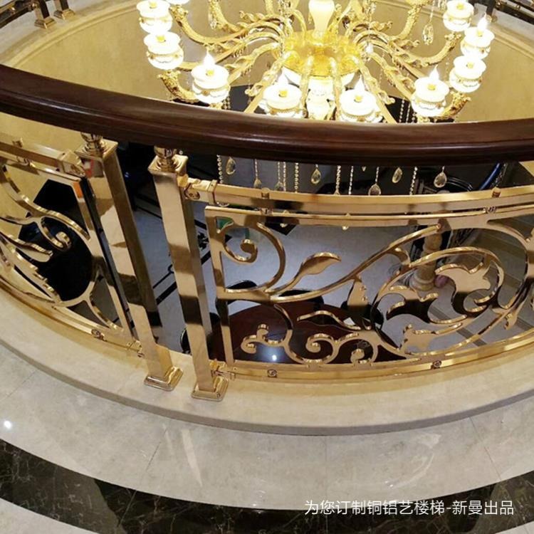 杭州新中式铜楼梯护栏 中式轻奢风格铜楼梯扶手图片