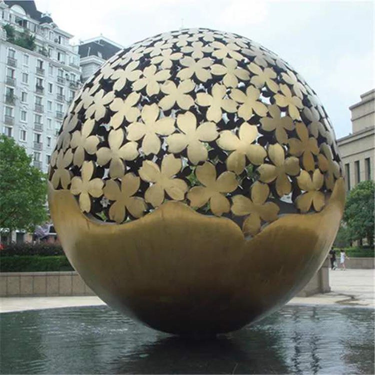 不锈钢雕塑 广场雕塑 不锈钢球形雕塑 镂空球雕塑 怪工匠