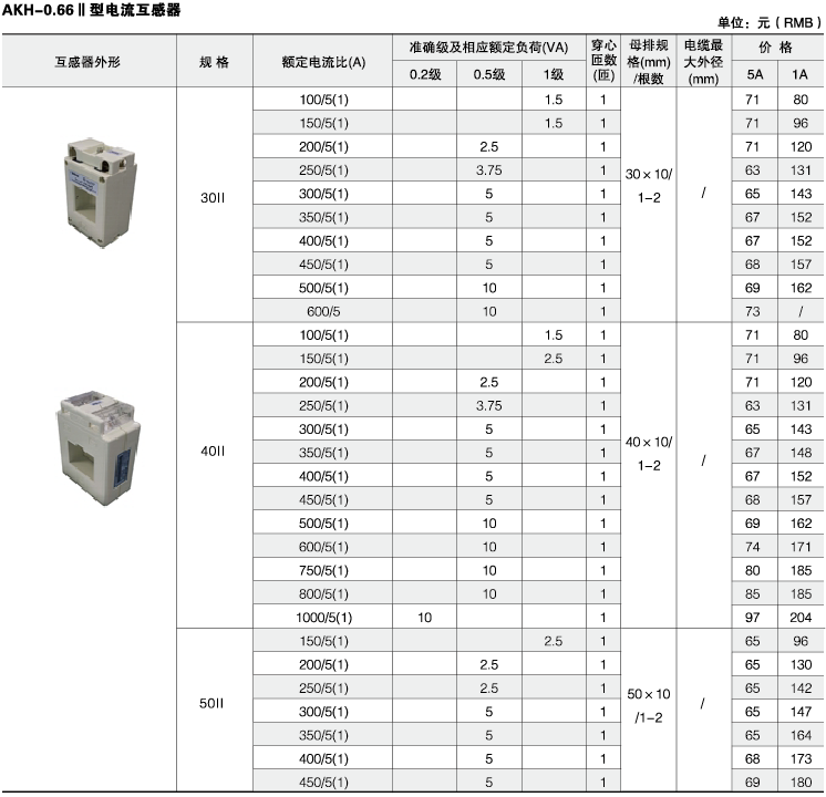 安科瑞,测量型电流互感器,AKH-0.66-40I,额定电流比100-1000/示例图31