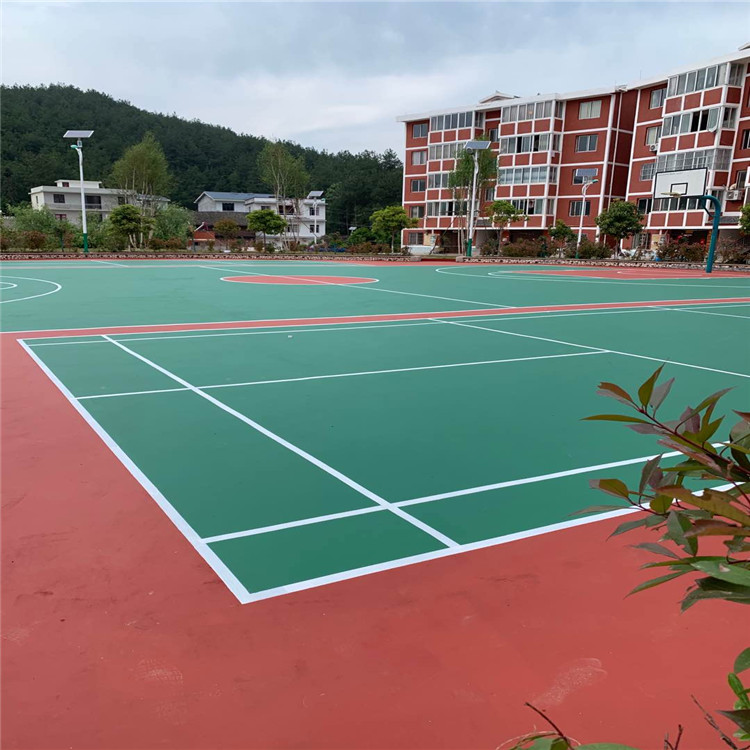 奥美佳 塑胶篮球场建造 室外篮球场的造价 硅PU羽毛球场施工