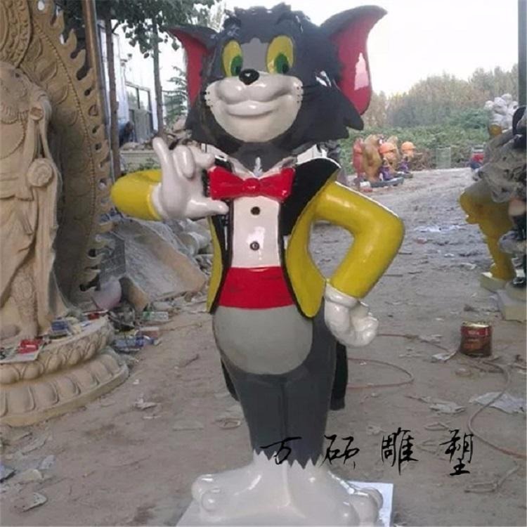 定制卡通动画玻璃钢雕塑 猫和老鼠造型雕塑 商场动漫形象美陈装饰 万硕图片