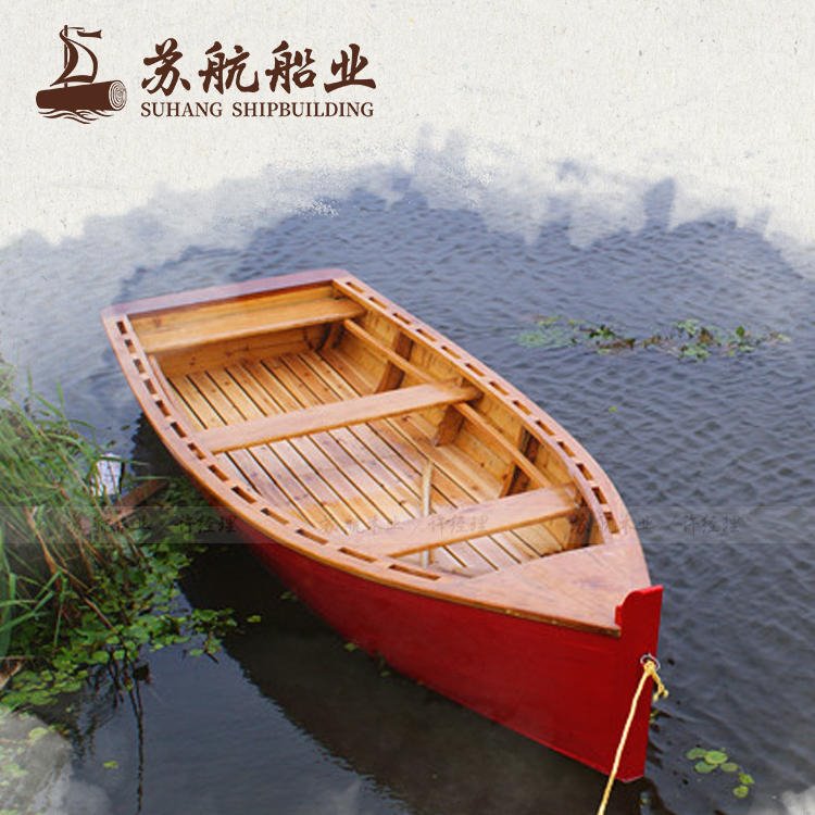 苏航厂家定制独木舟欧式船 景区游乐船 手划木船 两头尖4米欧式木船 公园水上休闲游船