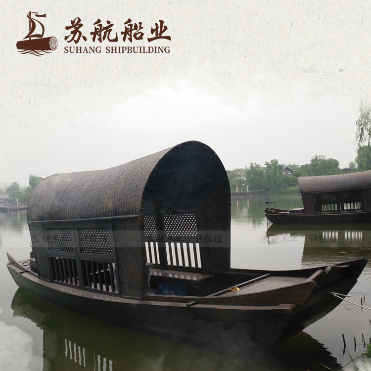 厂家供应仿古餐厅船 水上饭店 做旧处理木船