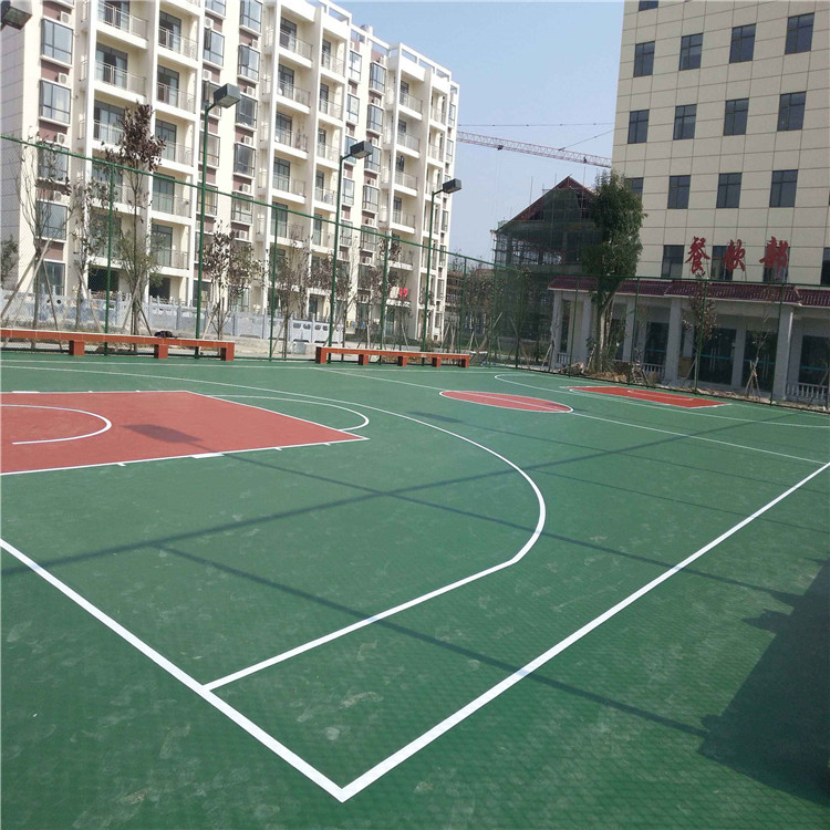 球场弹性地面 室外篮球场地面 塑胶硅pu球场材料