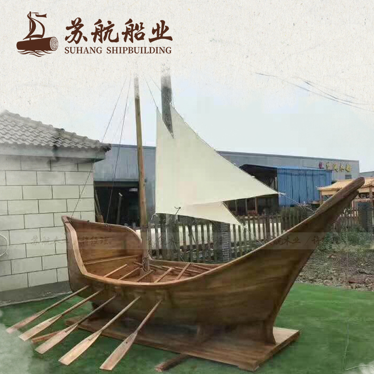 厂家供应做旧处理景观船 欧式木船 户外装饰船